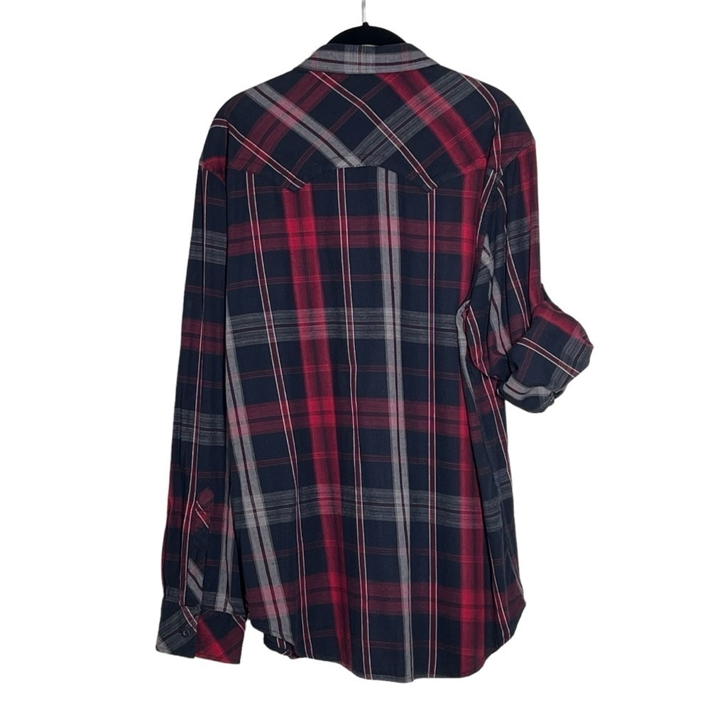 HELIX Western Red Black Plaid Long Sleeve Button Down Men's Shirt Size L - Picture 12 of 16